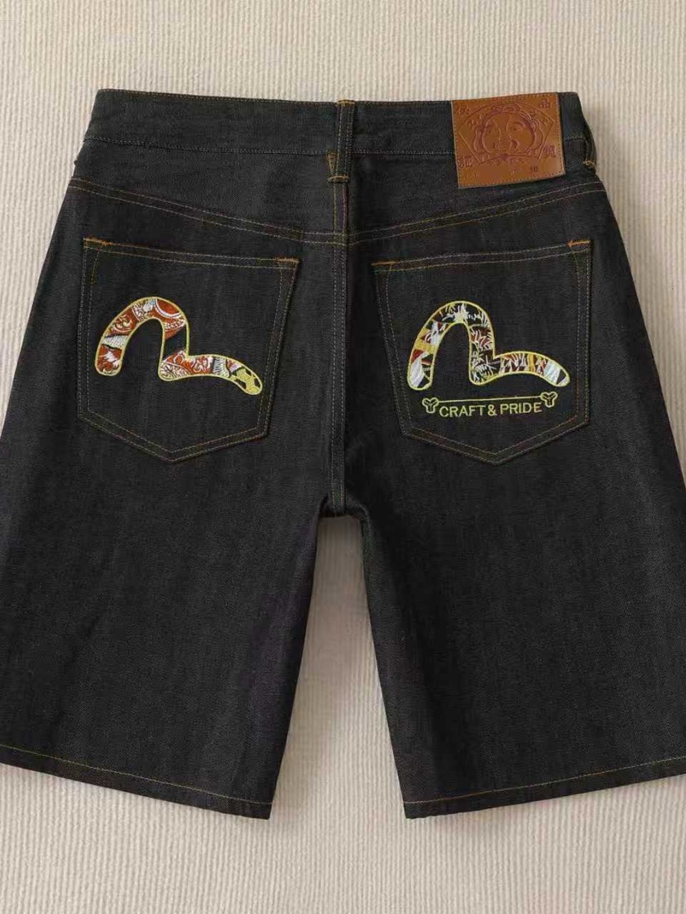Evisu Black Denim Men’s Shorts